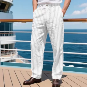 Amazon men's casual pants summer thin imitation hemp small square loose beach straight sports trousers