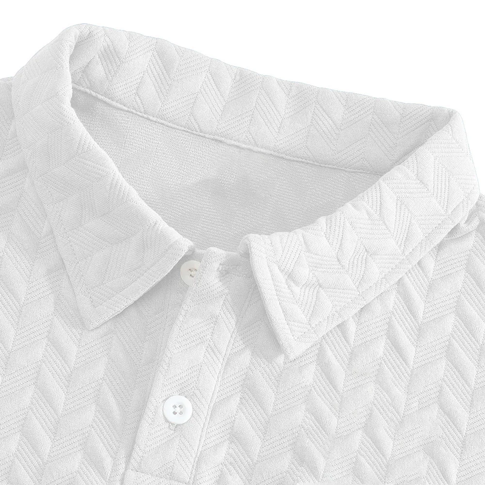 Men's Summer Fashion Polo Shirt Casual Solid Color Turn-down Collar Heavyweight Jacquard T-shirt Basic Style Male Streetwear - Image 7