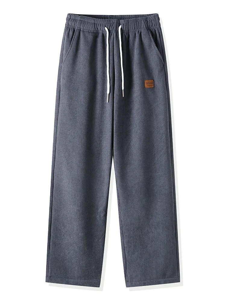 Winter Thick Warm Corduroy Sweatpants Men Fleece Liner Drawstring Straight Loose Track Pants Male Casual Fleece Thermal Trousers - Image 3