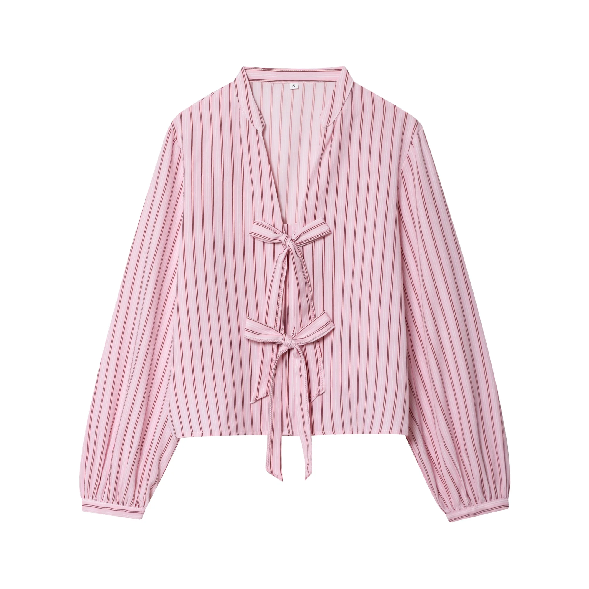 Women Butterfly Lace-Up Blouses 2025 Spring And Autumn New Women's Bow Shirt Woman Long Sleeve Blouse French Sweetness Blouses - Image 3