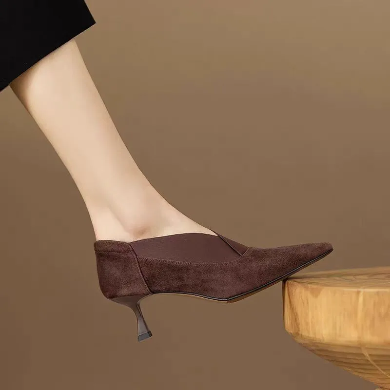 Spring/ Autumn New Comfortable Stiletto Women's Shoes Suede Party Women's Shoes Fashion Pointed Toe High Heels Zapatos De Mujer - Image 3