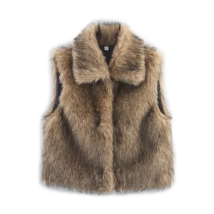 2025 Autumn Solid Women's Thick Warm Faux Fur Waistcoat Sleeveless Lapel Collar Front Hook Female Outerwear Fashion Chic Vest To