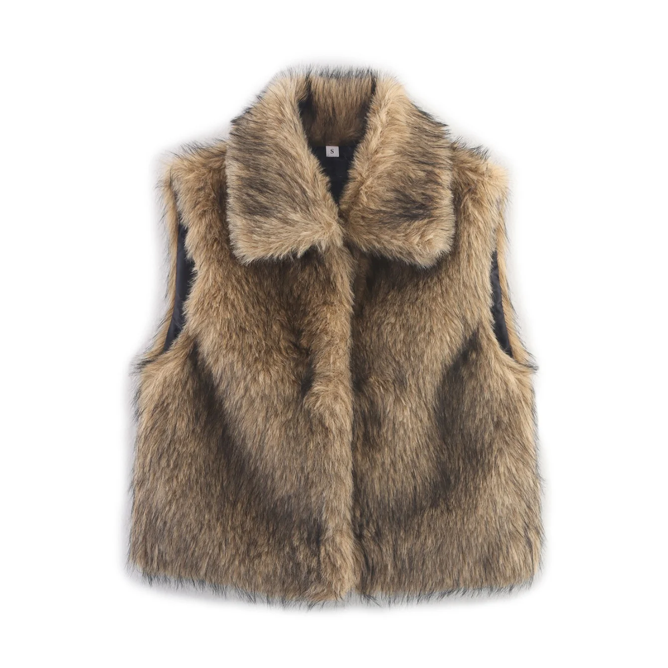 2025 Autumn Solid Women's Thick Warm Faux Fur Waistcoat Sleeveless Lapel Collar Front Hook Female Outerwear Fashion Chic Vest To