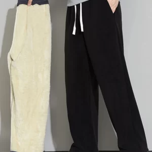 Men's casual pants and thick winter wool-lined multi-functional pants - windproof and warm pants for men in cold weather