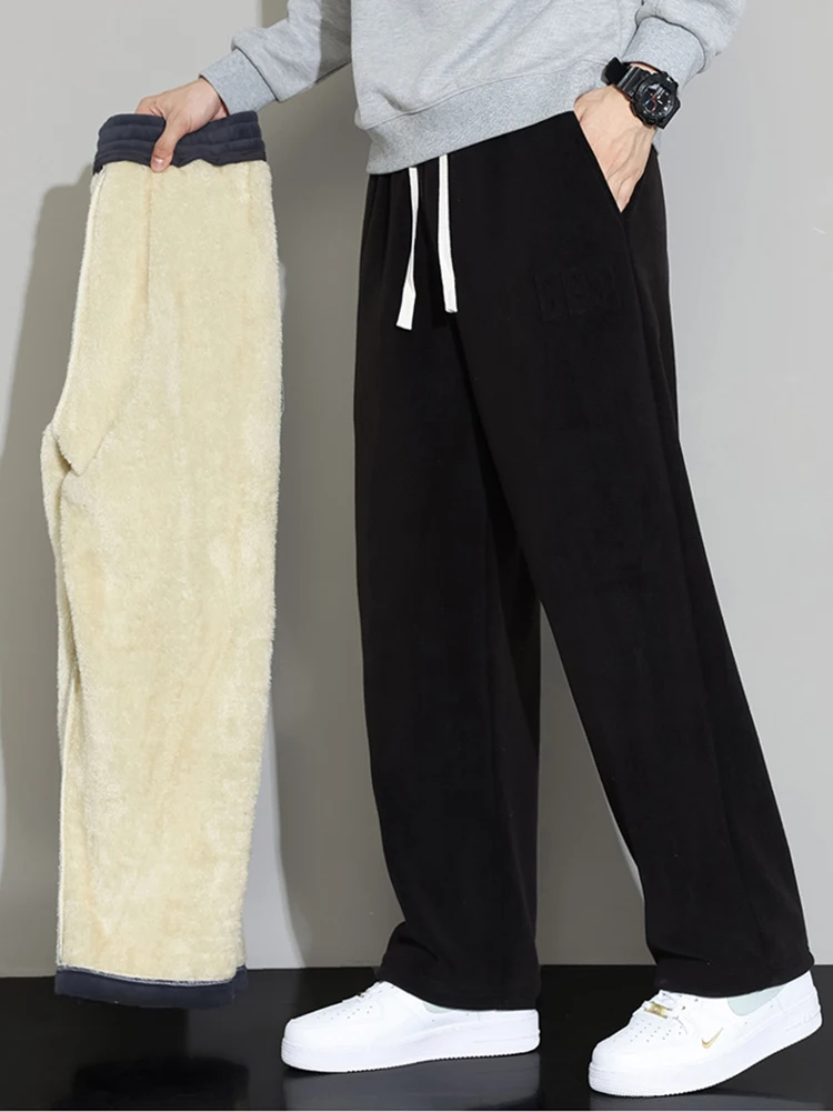Men's casual pants and thick winter wool-lined multi-functional pants - windproof and warm pants for men in cold weather