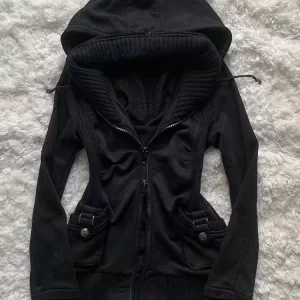 American style removable fur sweater hooded jacket Y2K women's fall and winter new retro casual slim waist waist short jacket