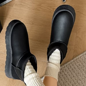 Winter Round Head Flat Warm/Fleece Sleeve Women's Shoes Solid Color Simple Comfortable Fashion Mid-heel Platform Snow Boots