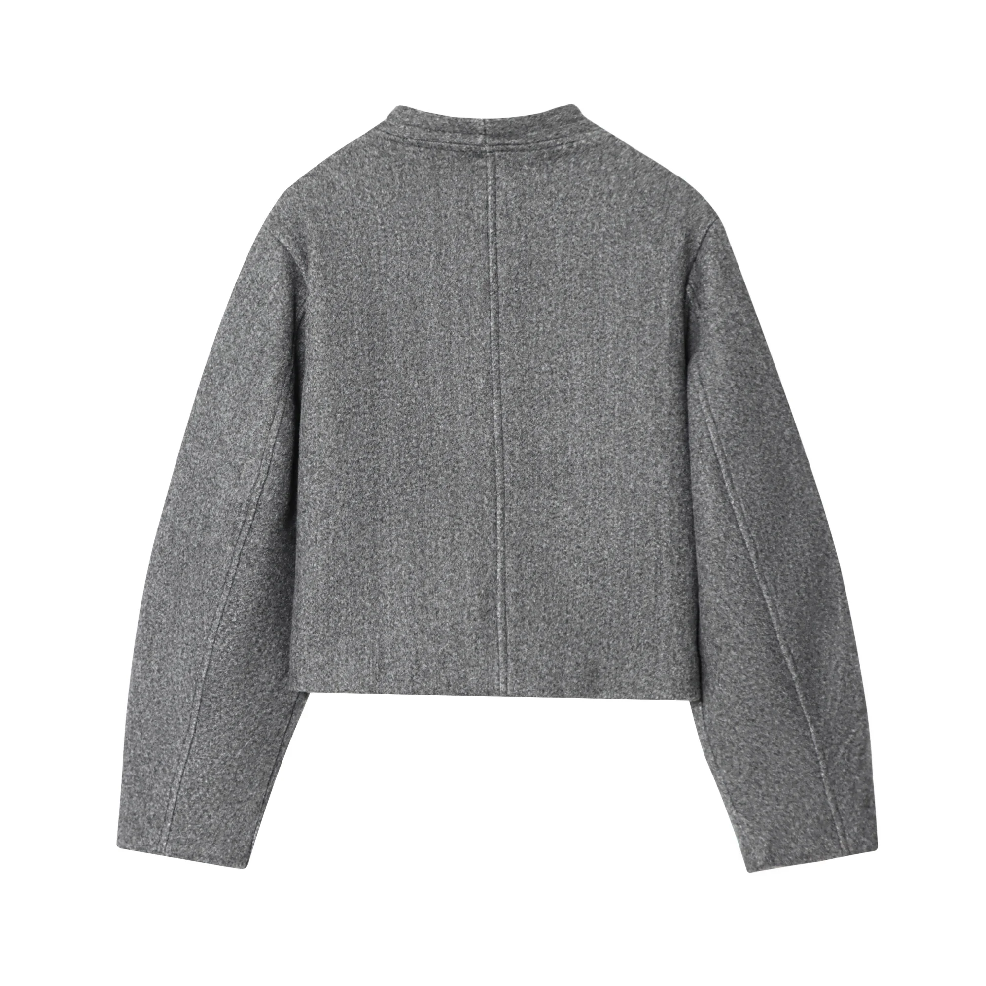 Women Short Jacket Women's Autumn Winter New Fashion Simple Short Coat Round Neck Single Breasted Commuting Casual Jacket Top - Image 6