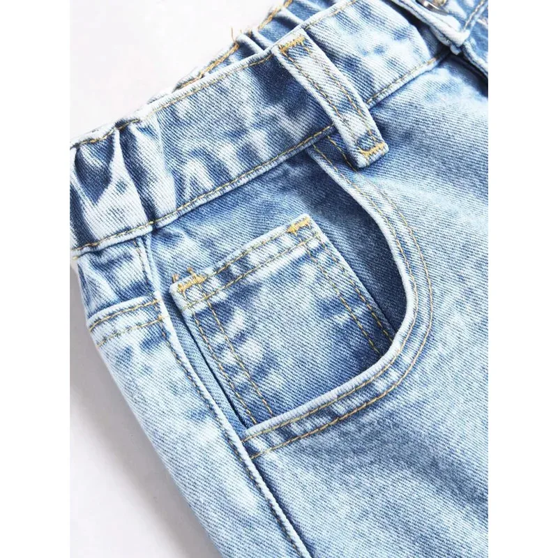 Women Jeans Embroidery High Waist Distressed Washed Pockets Vintage Floor Length Trousers 2025 Denim Wide Leg Pants Streetwear - Image 4
