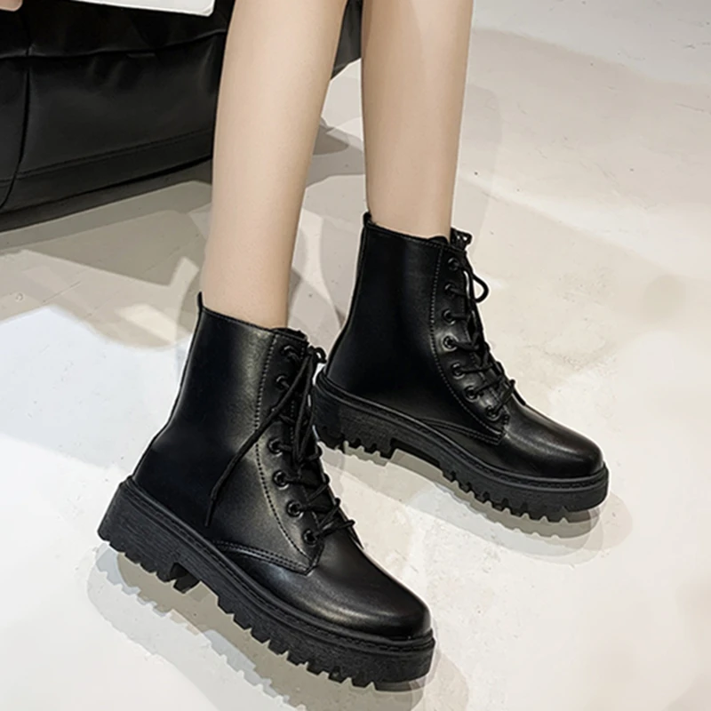 New Style Round Toe Square Heel Cross Strap Fashionable Women's Shoes Casual and Comfortable Plus Velvet Warm Short Boots - Image 5