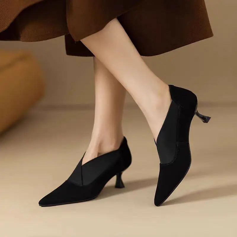 Spring/ Autumn New Comfortable Stiletto Women's Shoes Suede Party Women's Shoes Fashion Pointed Toe High Heels Zapatos De Mujer - Image 6
