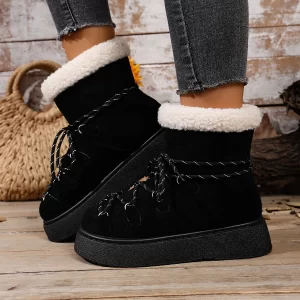 Fashionable Comfortable Thick Soled Non Slip Elegant Riding Boots Winter New Round Toe Suede Warm/Casual Snow Boots for Women