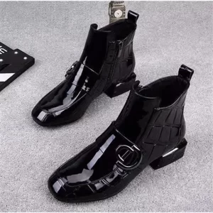 Autumn women's new short Boots Versatile British style anti slip footwear Chelsea Fashion boots Ladies square toe leather shoes