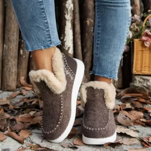 Autumn/Winter Fashion Show Comfortable Velvet Round Toe Flat Short Boots Home Casual Warm Snow Boots Chaussure Femme Botas