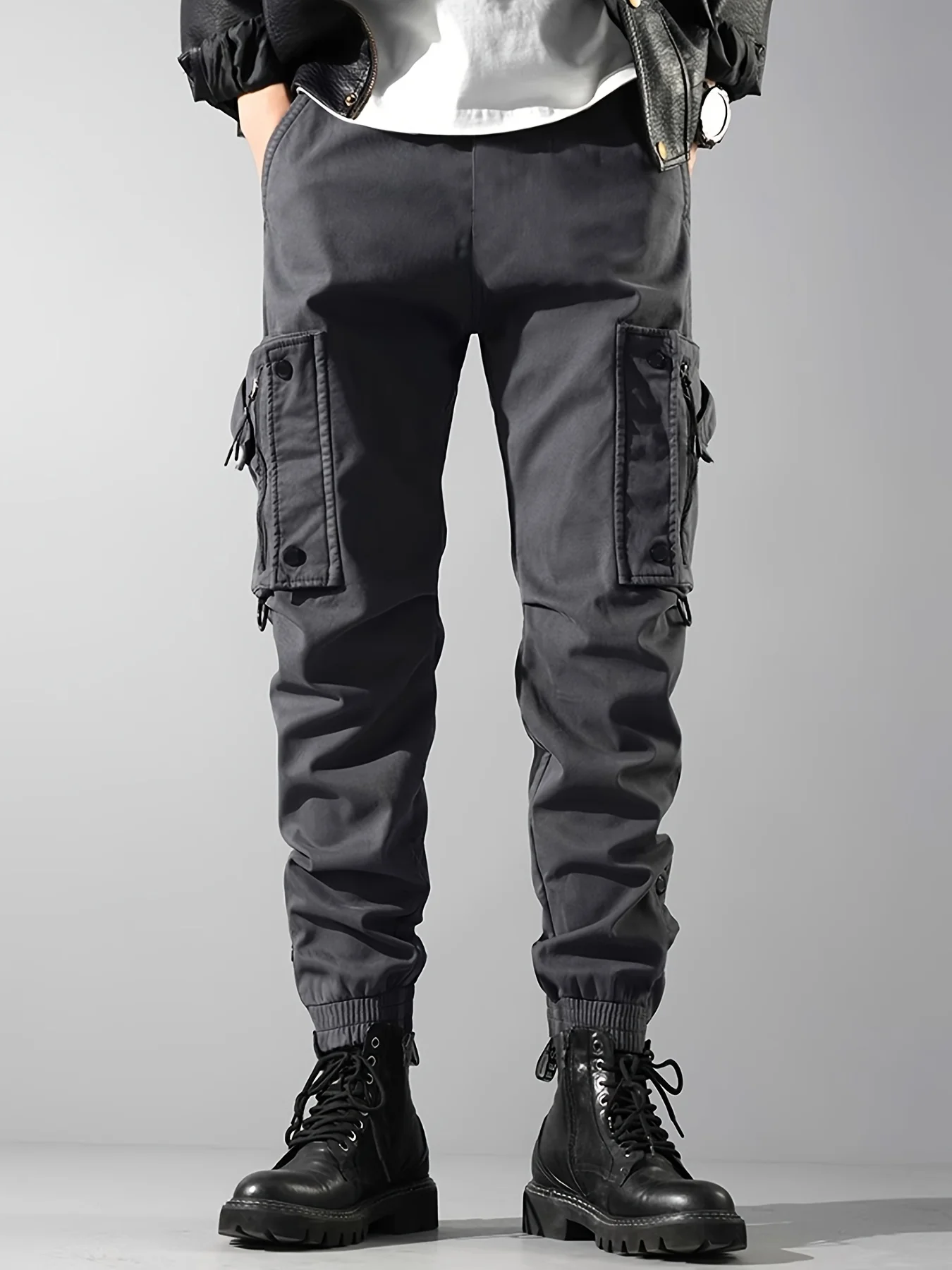 Men Cargo Jogger Pants Autumn Winter Fleece Sweatpants Mens Fleece Overalls Joggers Sweat Pocket Pants Cargo Trousers Streetwear - Image 3
