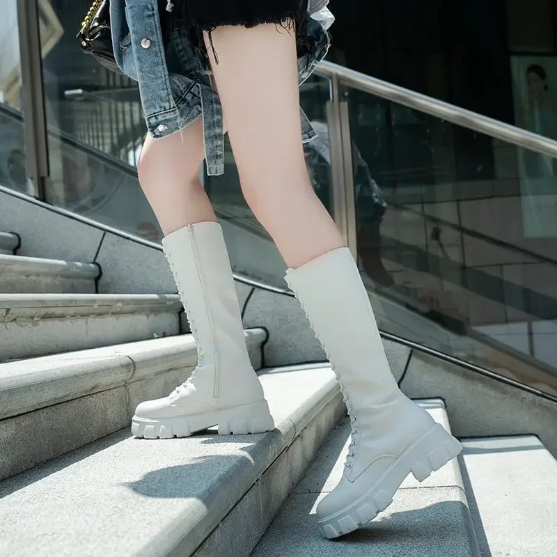 Winter women zipper new long boot Fashion lace up non slip shoes Casual Thick soled trend Boots comfortable ladies shoe Botas - Image 5