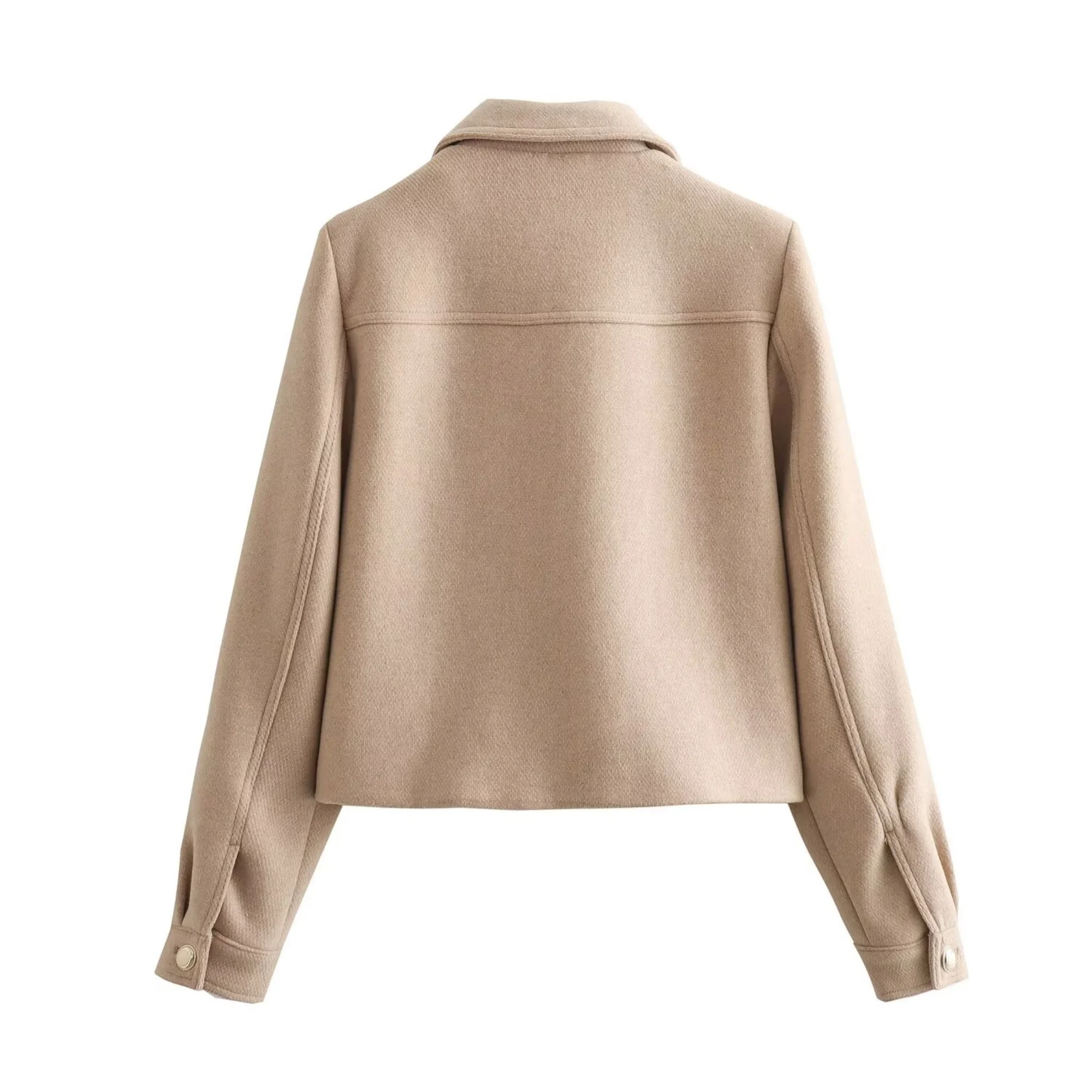 2025 Autumn New Women Fashion Collection Jacket Single Row Metal Button Outerwear Turndown Collar Jacket Short Coat - Image 5