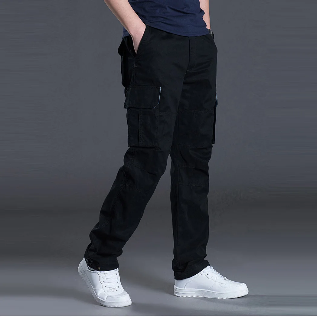 2025 Cotton Multi Flap Pockets Men's Straight Leg Cargo Pants Loose Casual Outdoor Pants Men's Work Pants For Hiking Tactical - Image 2