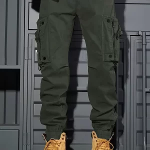 Men Cargo Jogger Pants Autumn Winter Fleece Sweatpants Mens Fleece Overalls Joggers Sweat Pocket Pants Cargo Trousers Streetwear