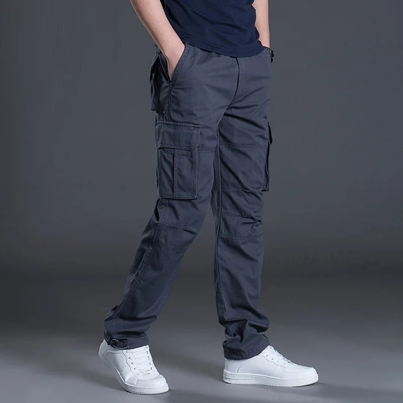2025 Cotton Multi Flap Pockets Men's Straight Leg Cargo Pants Loose Casual Outdoor Pants Men's Work Pants For Hiking Tactical - Image 5