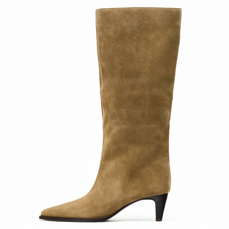 MORAZORA Size 34-43 Cow Suede Leather Knee High Boots Women Autumn Winter High Heels Fashion Boots Pointed Toe Ladies Shoes - Image 6