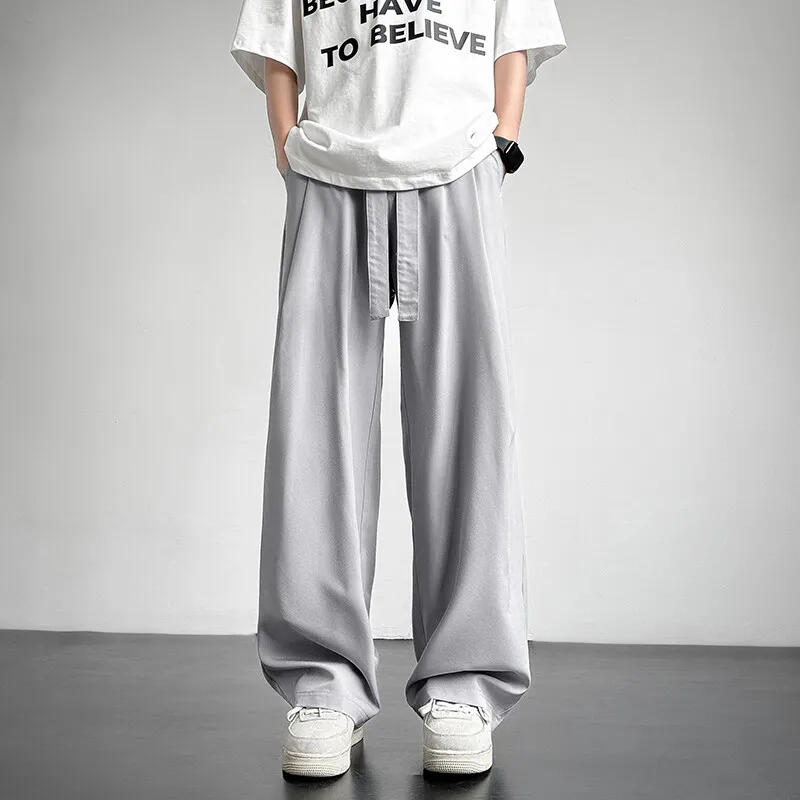 Men's Casual Straight Long Loose Pants Stretch Elastic Waist Jogger Korean Classic Blue Black Gray Male Brand Trousers Plus Size - Image 4