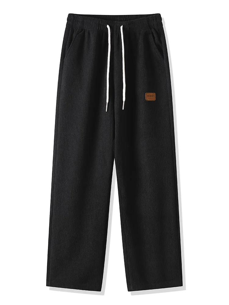 Winter Thick Warm Corduroy Sweatpants Men Fleece Liner Drawstring Straight Loose Track Pants Male Casual Fleece Thermal Trousers - Image 2