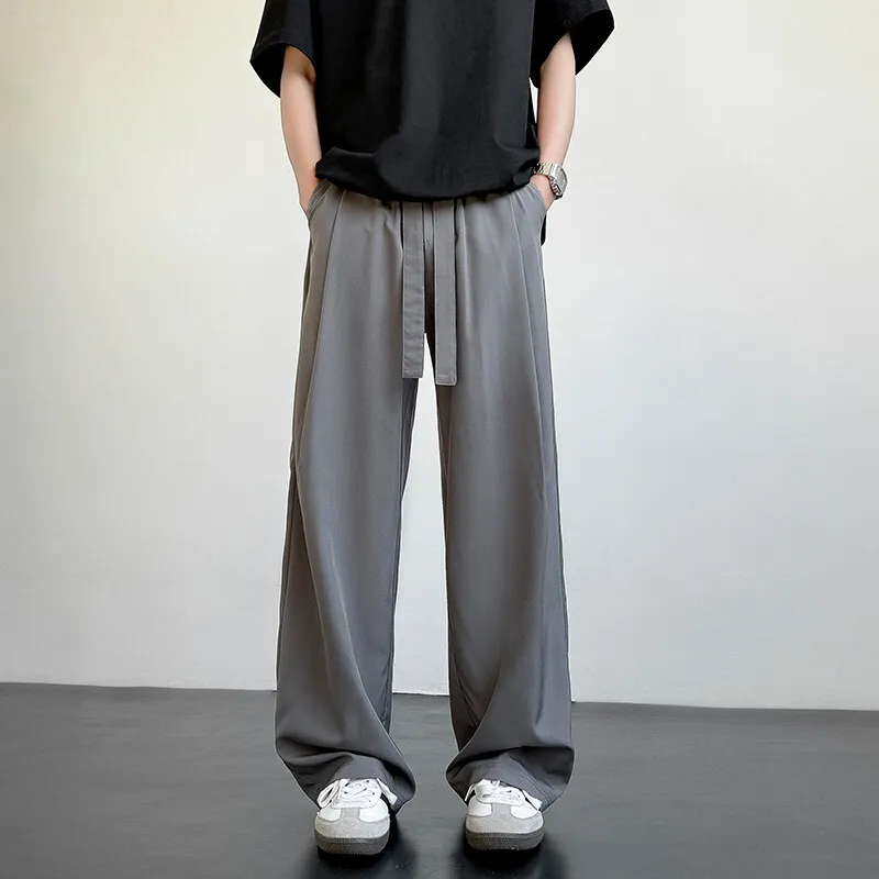 Men's Casual Straight Long Loose Pants Stretch Elastic Waist Jogger Korean Classic Blue Black Gray Male Brand Trousers Plus Size - Image 2