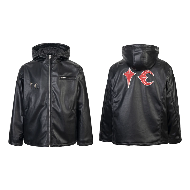 NEW Thug Club High-quality Heavyweight Ins Cotton Leather Jacket Casual Hooded High Street Loose Vintage Street Rock Men Women