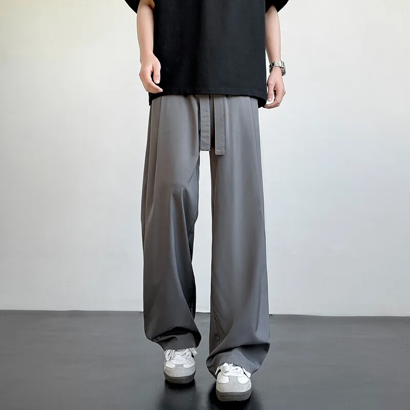 Men's Casual Straight Long Loose Pants Stretch Elastic Waist Jogger Korean Classic Blue Black Gray Male Brand Trousers Plus Size - Image 6
