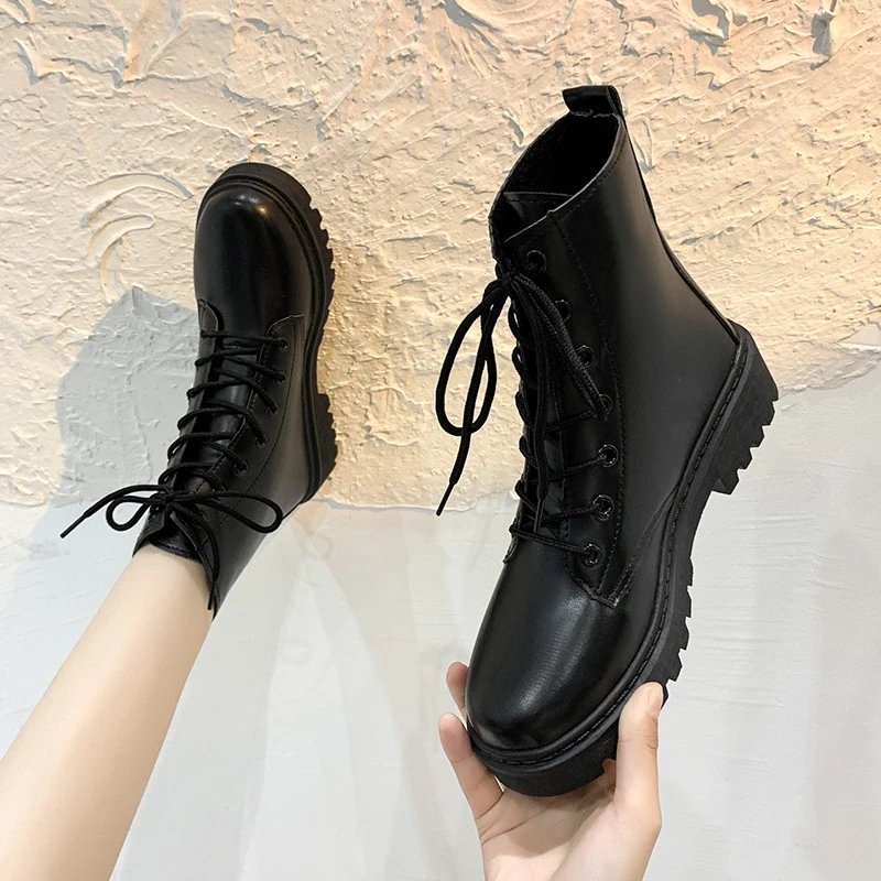 New Style Round Toe Square Heel Cross Strap Fashionable Women's Shoes Casual and Comfortable Plus Velvet Warm Short Boots - Image 2