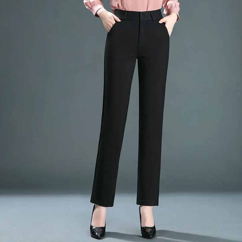 Stretch High Waist Trousers Women's Fashion Casual Pants Black Khaki Navy Blue Slacks Women Pantalones - Image 3