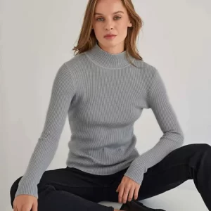 Women knitted Sweater Pullovers Casual Autumn Solid Long Sleeve Half high collar Knitted Pullovers Slim Inner Sweaters