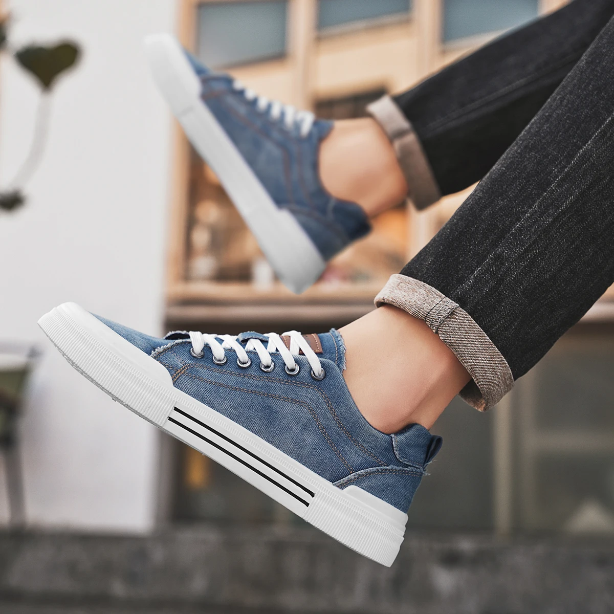 2025 New Trendy Men's Casual Sports Shoes Korean Edition Fashion Board Shoes Canvas Shoes Commuter Shoes Denim - Image 6