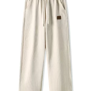 Winter Thick Warm Corduroy Sweatpants Men Fleece Liner Drawstring Straight Loose Track Pants Male Casual Fleece Thermal Trousers