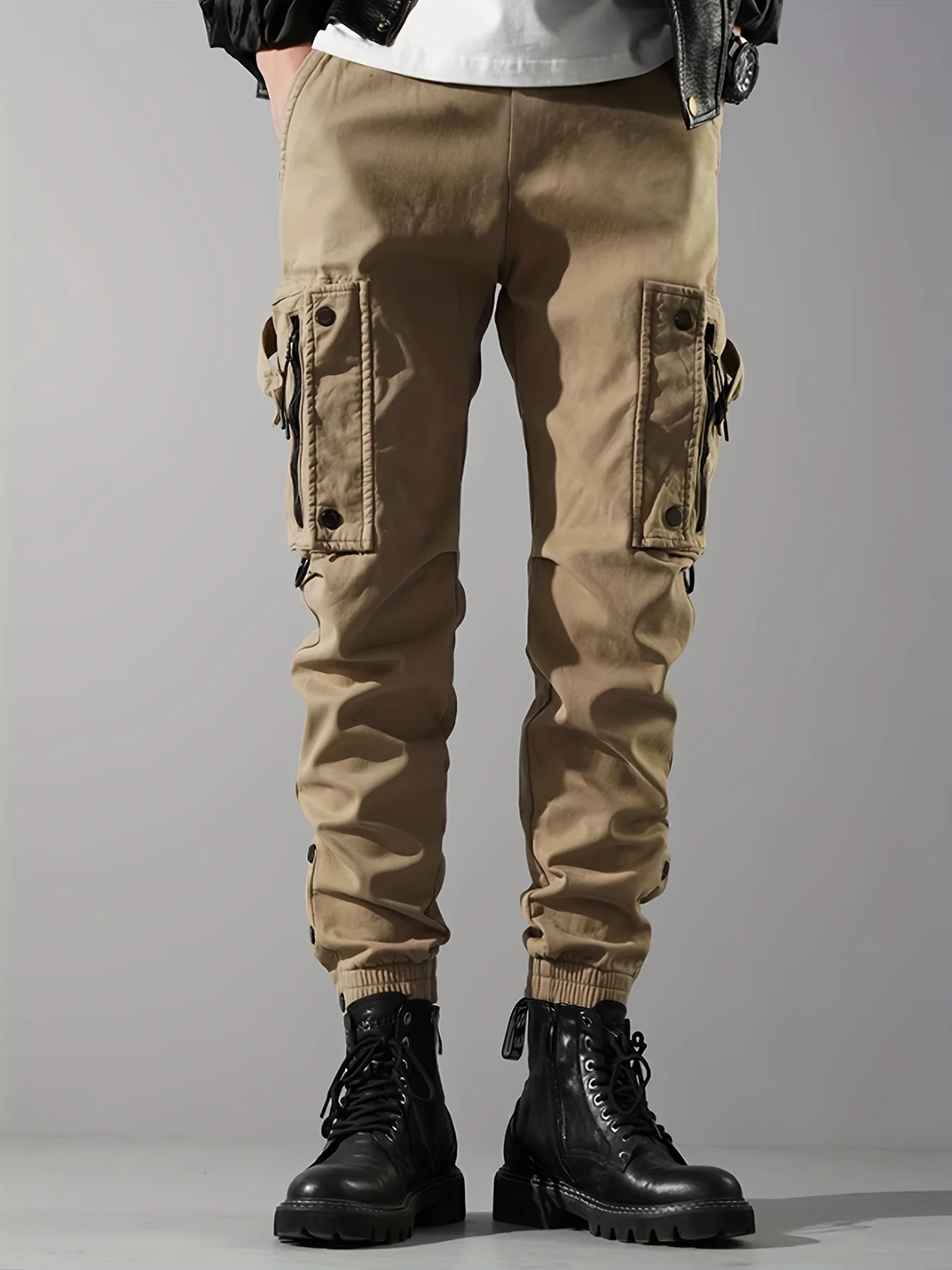 Men Cargo Jogger Pants Autumn Winter Fleece Sweatpants Mens Fleece Overalls Joggers Sweat Pocket Pants Cargo Trousers Streetwear - Image 4