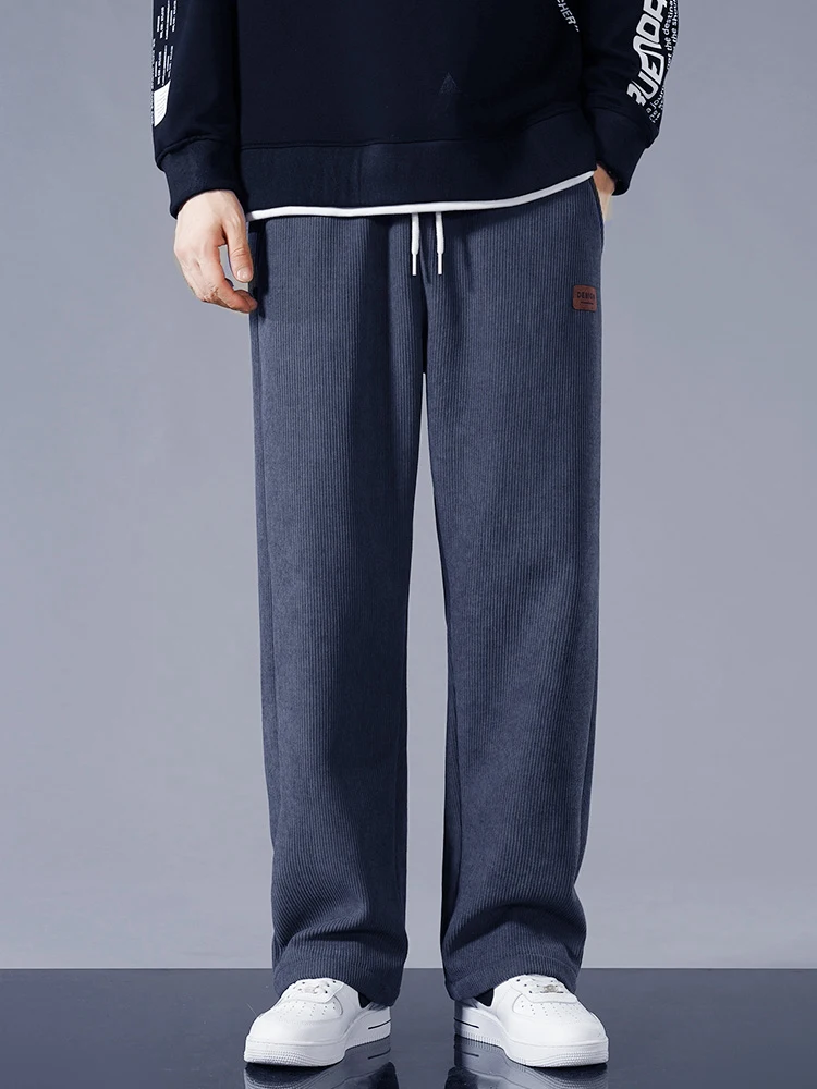 Winter Thick Warm Corduroy Sweatpants Men Fleece Liner Drawstring Straight Loose Track Pants Male Casual Fleece Thermal Trousers - Image 5