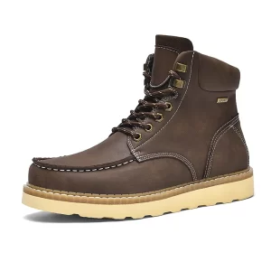 Cowhide Men's Snow Boots Fashionable High Top Leather Men's Work Boots