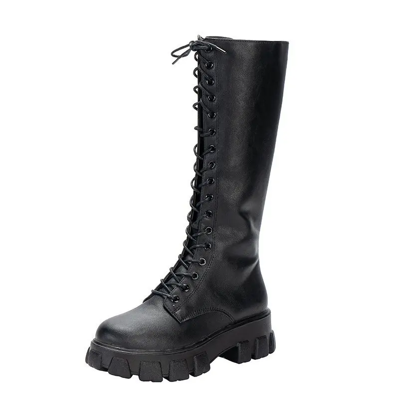 Winter women zipper new long boot Fashion lace up non slip shoes Casual Thick soled trend Boots comfortable ladies shoe Botas - Image 2