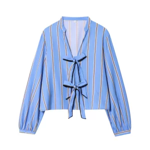 Women Butterfly Lace-Up Blouses 2025 Spring And Autumn New Women's Bow Shirt Woman Long Sleeve Blouse French Sweetness Blouses