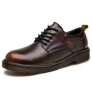 Men's Comfortable Casual Leather Shoes Male Breathable Non-slip Walking Shoes Wear-resistant Work Shoes for Men Large Size