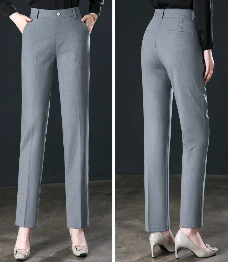 New Autumn Women's Suit Pants, Black Gray Khaki Pantalones Spring Female Slim Trousers, Asian Size 26 27 28 29 30 31 32 33 - Image 2