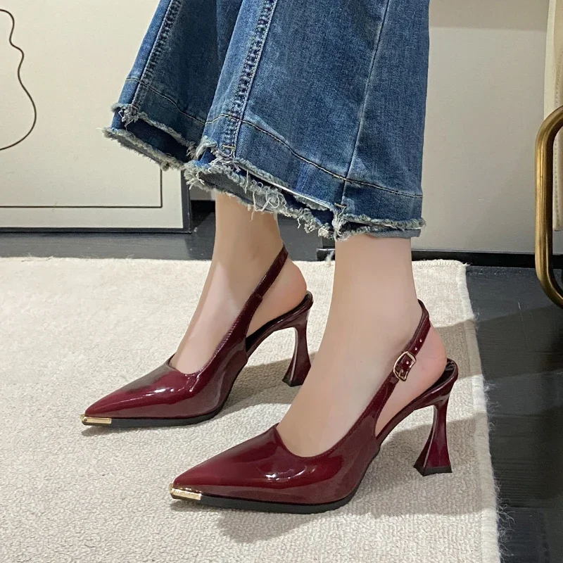New Summer Pointed Toe Shallow Mouth Sexy Comfortable Party High Heel Sandals Fashionable Light Elegant Party Women's Shoes - Image 3
