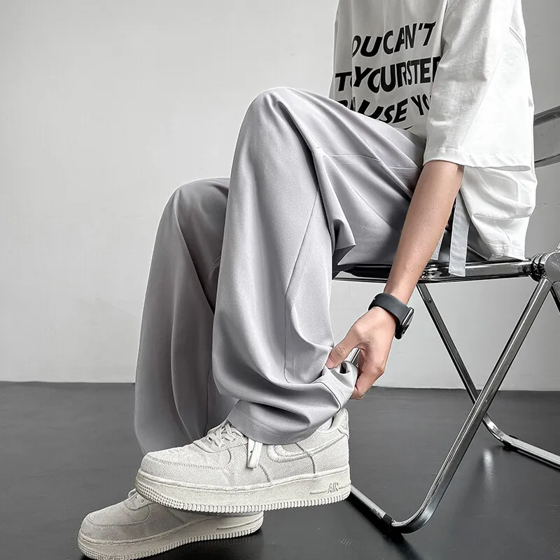 Men's Casual Straight Long Loose Pants Stretch Elastic Waist Jogger Korean Classic Blue Black Gray Male Brand Trousers Plus Size - Image 9