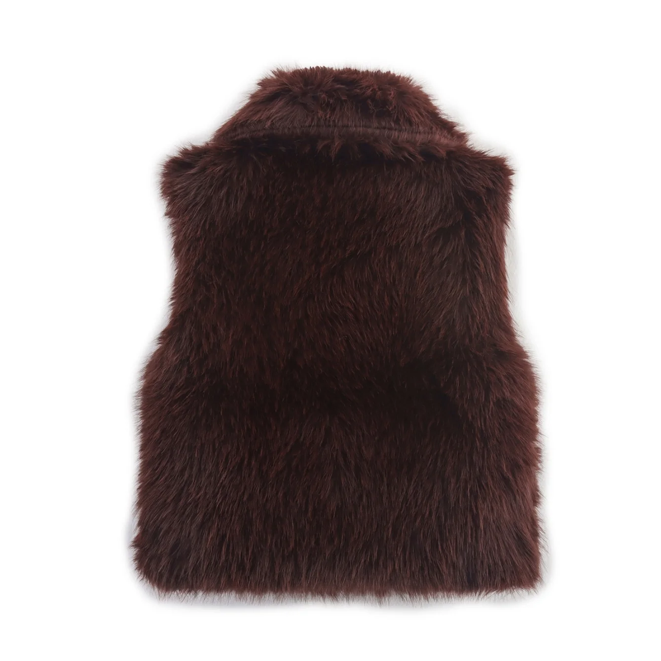 2025 Autumn Solid Women's Thick Warm Faux Fur Waistcoat Sleeveless Lapel Collar Front Hook Female Outerwear Fashion Chic Vest To - Image 7