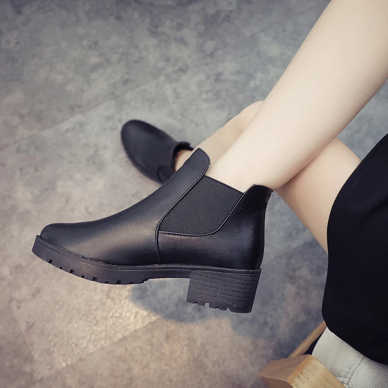 Spring/autumn round head square with rhinestone decorative fashion short boots thick soles non-slip increasing boots for women - Image 6