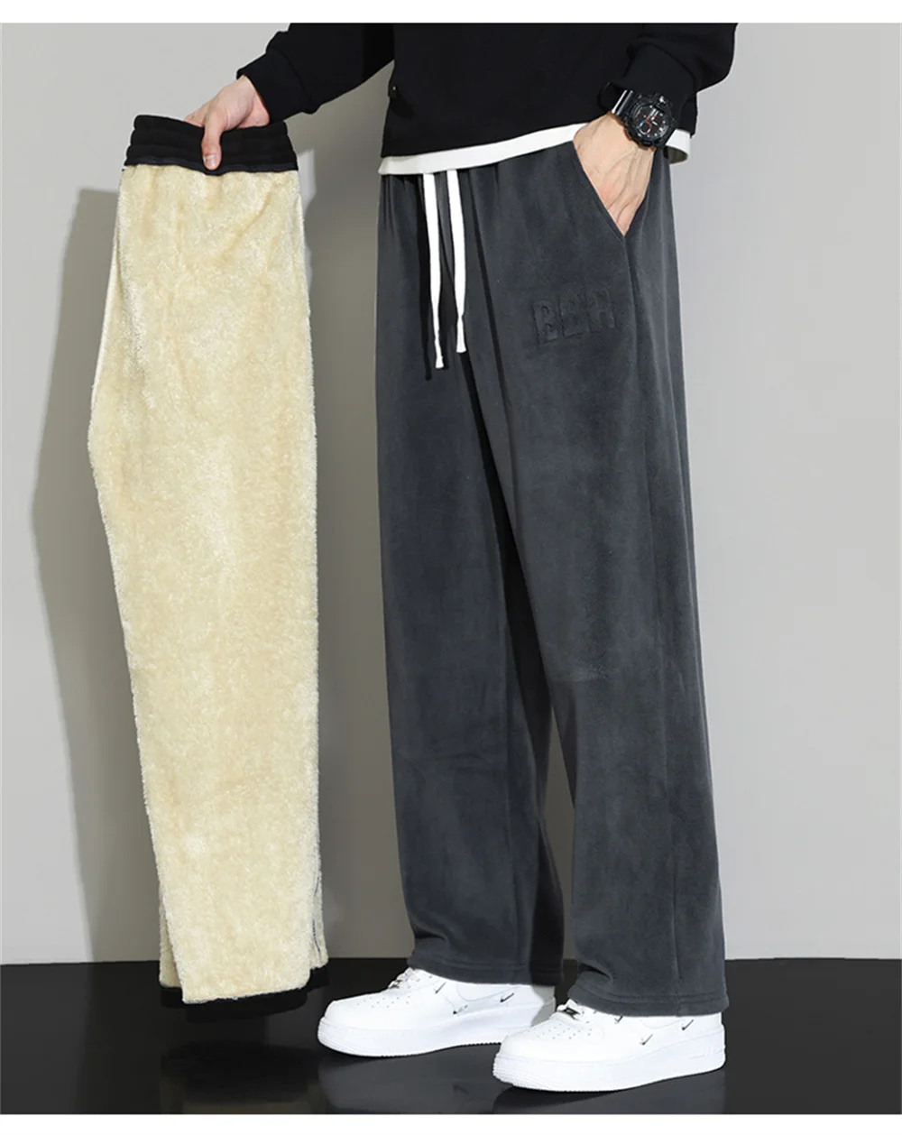 Men's casual pants and thick winter wool-lined multi-functional pants - windproof and warm pants for men in cold weather - Image 2
