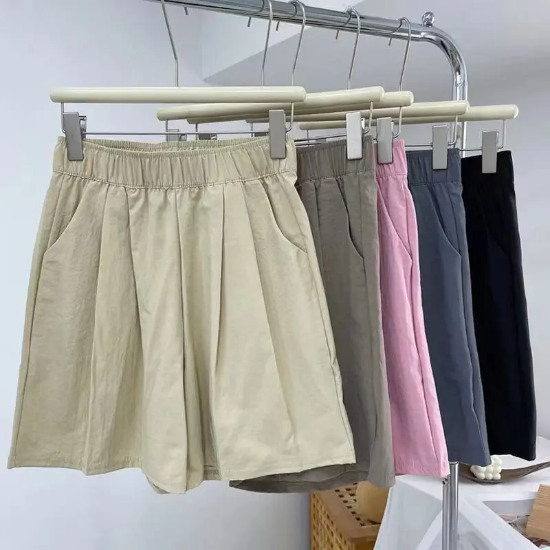Women Solid Shorts With Pockets 2024 Elastic Waist Loose Style Summer Shorts for Female Girls Beach Holidays Bottom Shorts - Image 7