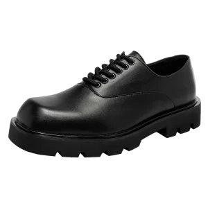 Trendy gentleman men's casual thick soled leather shoes Minimalist and versatile style Fashion Party Office Elevated Shoes