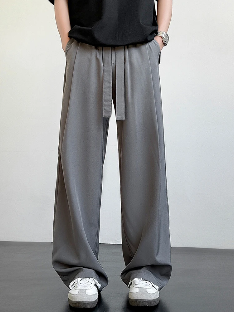 Men's Casual Straight Long Loose Pants Stretch Elastic Waist Jogger Korean Classic Blue Black Gray Male Brand Trousers Plus Size - Image 10